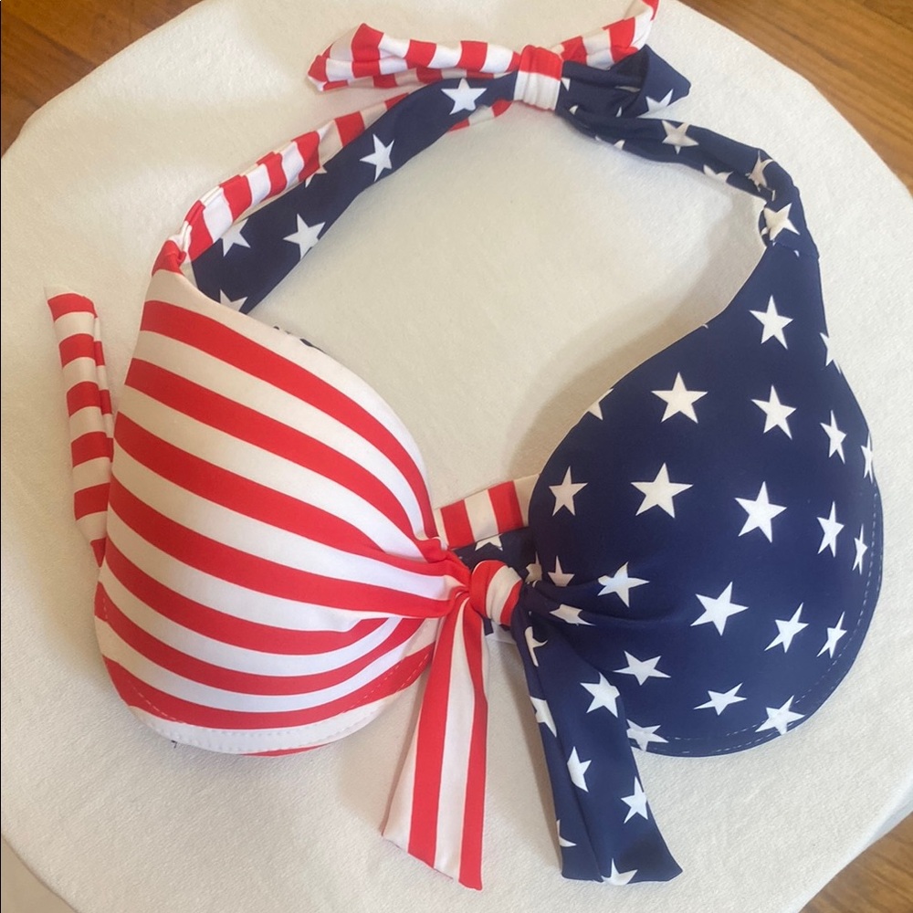 Ingear Red and Blue Star-Striped Bikini Top